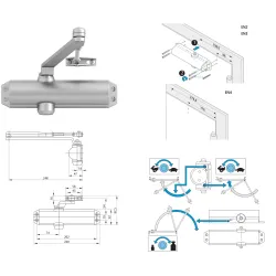 Assa Abloy Samozamykacz Assa Abloy DC120 z ramieniem z blokadą Srebrny