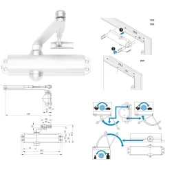 Assa Abloy Samozamykacz Assa Abloy DC120 z ramieniem z blokadą Biały 9016