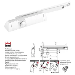 DormaKaba Samozamykacz dormakaba TS 90 IMPULSE EN 3/4 z szyna ślizgową Biały