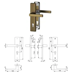 HOPPE Komplet klamek bezpiecznych Austn F33-1 aluminium kolory średni brąz mat
