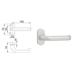 FKS Klamka drzwiowa R32/1200 na rozecie owalnej R32/1200 Srebrny FKS Klamka drzwiowa R32/1200 na rozecie owalnej R32/1200 Srebrny