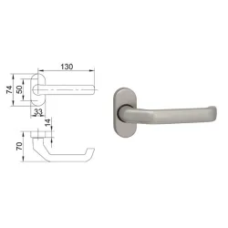 FKS Klamka drzwiowa R32/1200 na rozecie owalnej R32/1201 Stal FKS Klamka drzwiowa R32/1200 na rozecie owalnej R32/1201 Stal