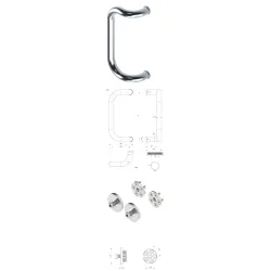 Wala Pochwyt jednostronny M2 fi 30 mm, x = 300 mm + Mocowanie pochwytu za pomocą blaszki do profili ALU Stal nierdzewna szlifowana Wala Pochwyt jednostronny M2 fi 30 mm, x = 300 mm + Mocowanie pochwytu za pomocą blaszki do profili ALU Stal nierdzewna szlifowana