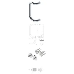 Wala Pochwyt jednostronny M2 fi 30 mm, x = 300 mm + Mocowanie pochwytu za pomocą blaszki do profili PCV Stal nierdzewna szlifowana Wala Pochwyt jednostronny M2 fi 30 mm, x = 300 mm + Mocowanie pochwytu za pomocą blaszki do profili PCV Stal nierdzewna szlifowana
