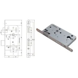 Siegenia Aubi  Zamek magnetyczny do drzwi wewnętrznych 116 PZ 20/55/72  Stal szlachetna