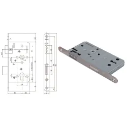 Siegenia Aubi  Zamek magnetyczny do drzwi wewnętrznych 116 BB 20/55/72 Stal szlachetna