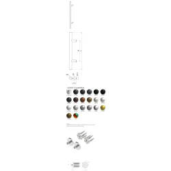 Wala  Pochwyt jednostronny P45/P10 aluminiowy, fi 30 mm, 1000/1200 mm + Mocowanie pochwytu za pomocą blaszki do profili PCV BIAŁY 9016
