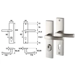 AXA Klamka drzwiowa Odin na szyldzie PZ Inox