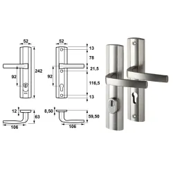 AXA Klamka drzwiowa Prestige na szyldzie PZ z ochroną Inox