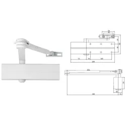 Assa Abloy Samozamykacz drzwiowy DC140 z ramieniem z funkcją STOP Biały