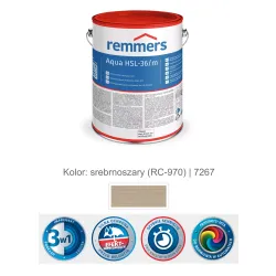remmers Aqua HSL-36/m-Profi-Holzschutz-Lasur 3in1 5L srebrnoszary
