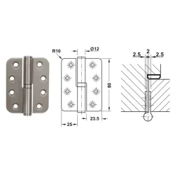 Hafele Zawias nawierzchniowy 80x62 mm prawy Stal szlachetna Hafele Zawias nawierzchniowy 80x62 mm prawy Stal szlachetna