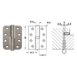 Hafele Zawias nawierzchniowy 80x62 mm lewy Stal szlachetna Hafele Zawias nawierzchniowy 80x62 mm lewy Stal szlachetna