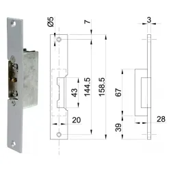 UE ELEKTROZACZEP Z PAMIĘCIĄ, 158x25mm, LAKIEROWANY SREBRNY 