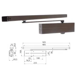 Assa Abloy Samozamykacz Assa Abloy DC135 z szyną ślizgową Brązowy 8014 Assa Abloy Samozamykacz Assa Abloy DC135 z szyną ślizgową Brązowy 8014