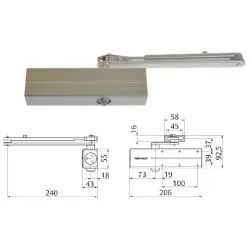 Assa Abloy Samozamykacz Assa Abloy DC140 z ramieniem Srebrny