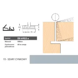 Deventer Uszczelka do drzwi wewnętrznych DS6922a – 50 m Szary cynkowy