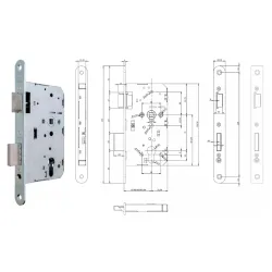 UE ZAMEK DINFIR3 PPOŻ., 72WB, E=65mm, 235x24x3 mm, KWADRAT 9mm, PRAWY Biały
