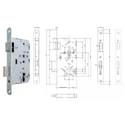 UE ZAMEK DINFIR3 PPOŻ., 72WB, E=65mm, 235x24x3 mm, KWADRAT 9mm, LEWY Biały