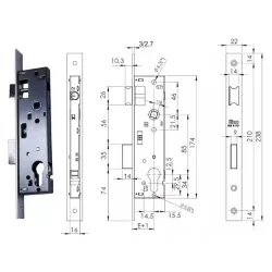 ISEO ZAMEK 85WB, E=25mm, 238x22x3mm Stal nierdzewna ISEO ZAMEK 85WB, E=25mm, 238x22x3mm Stal nierdzewna