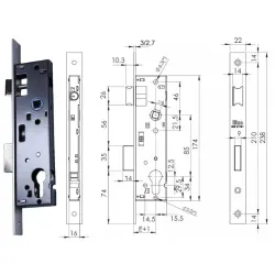ISEO ZAMEK 85WB, E=35mm, 238x22x3mm Stal chromowana ISEO ZAMEK 85WB, E=35mm, 238x22x3mm Stal chromowana