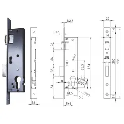 ISEO ZAMEK 85WB, E=35mm, ROLKA, 238x22x3mm Stal chromowana ISEO ZAMEK 85WB, E=35mm, ROLKA, 238x22x3mm Stal chromowana