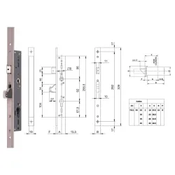 ISEO ZAMEK BLINDO 92WB, E=30mm, 326x24x6mm Stal nierdzewna