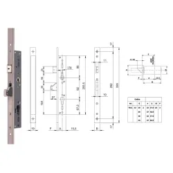 ISEO ZAMEK BLINDO 92WB, E=35mm, 326x22x3mm Stal nierdzewna