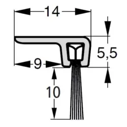 UE USZCZELKA SZCZOTKOWA F2-10 ALUMINIUM 3m 