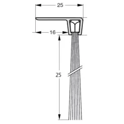UE USZCZELKA SZCZOTKOWA F5-25 ALUMINIUM 3m 