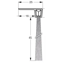 UE USZCZELKA SZCZOTKOWA F5-45 ALUMINIUM 1m 