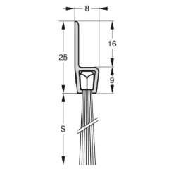 UE USZCZELKA SZCZOTKOWA H5-25 ALUMINIUM 3m 