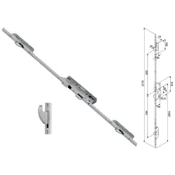 FUHR Zasuwnica drzwiowa 855GL 16/35/92/8 sterowana wkładką do niskich drzwi – haki Ocynk srebrny