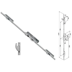 FUHR Zasuwnica drzwiowa 855GL 16/45/92/8 sterowana wkładką – haki Ocynk srebrny
