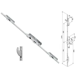 FUHR Zasuwnica drzwiowa 855GL 16/45/92/8 sterowana wkładką do niskich drzwi – haki Ocynk srebrny