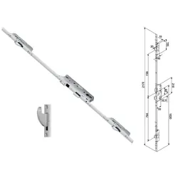 FUHR Zasuwnica drzwiowa 855GL 16/55/92/8 sterowana wkładką – haki Ocynk srebrny