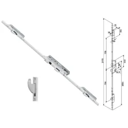 FUHR Zasuwnica drzwiowa 855GL 20/65/92/8 sterowana wkładką – haki Ocynk srebrny