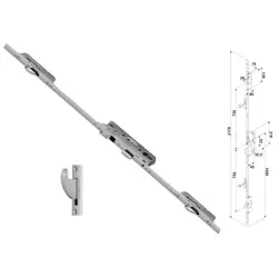 FUHR Zasuwnica drzwiowa 859 16/45/92/8 sterowana klamką – haki Ocynk srebrny