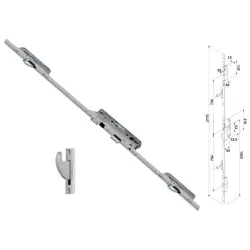 FUHR Zasuwnica drzwiowa 859 20/45/92/8 sterowana klamką – haki Ocynk srebrny