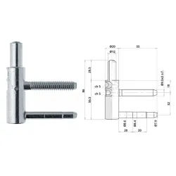 Otlav DOLNA CZĘśĆ ZAWIASU EXACTA 3-D OT 495 200 9,5x55mm (2T) 4 szt. Galwanizowany