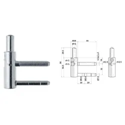 Otlav DOLNA CZĘśĆ ZAWIASU EXACTA 3-D OT 495 200 9,5x55mm (2T) Z ZABEZPIECZENIEM 3 szt. Galwanizowany