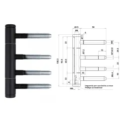 Otlav ZAWIAS OT 335 150 LAKIEROWANY 2 szt. Czarny