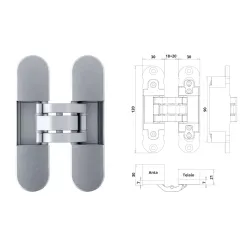 Otlav ZAWIAS WPUSZCZANY INVISACTA 305 3-D TPP 40 KG [Z NASADKAMI GC300010J102] Chrom matowy