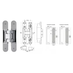 Otlav ZAWIAS WPUSZCZANY INVISACTA 310 3-D 120 KG (4 NASADKI) Chrom matowy
