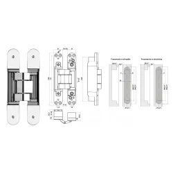 Otlav ZAWIAS WPUSZCZANY INVISACTA 310 3-D 120 KG (4 NASADKI) Chrom błyszczący