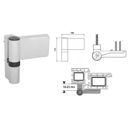 Dr.Hahn Zawias do drzwi PVC KTV 18-23 6R Srebrny