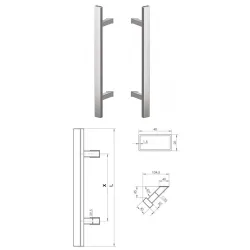 Wala  Pochwyt obustronny Q45RX/Q10 gat. 304, 40x20 mm, 1000/1200 mm stal nierdzewna szlifowana
