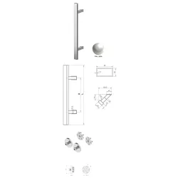 Wala  Pochwyt jednostronny Q45RX/Q10 aluminiowy, 40x20 mm, 600/800 mm + Mocowanie pochwytu za pomocą blaszki do profili ALU BIAŁY 9016