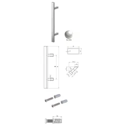 Wala  Pochwyt jednostronny Q45RX/Q10 aluminiowy, 40x20 mm, 380/580 mm + Mocowanie jednostronne MUFA do drewna BIAŁY 9016