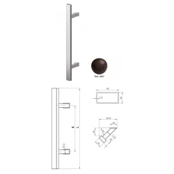 Wala  Pochwyt obustronny Q45RX/Q10 aluminiowy lakier, 40x20 mm, 600/800 mm BRĄZOWY 8017